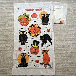 Cavallini & Co. Halloween Tea Dish Towel Vintage looking primitive folk art